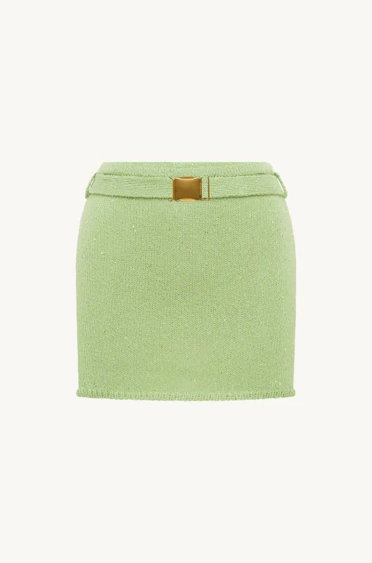 Ana Belted Mini Skirt - Seafoam Sequin made by Asta Resort
