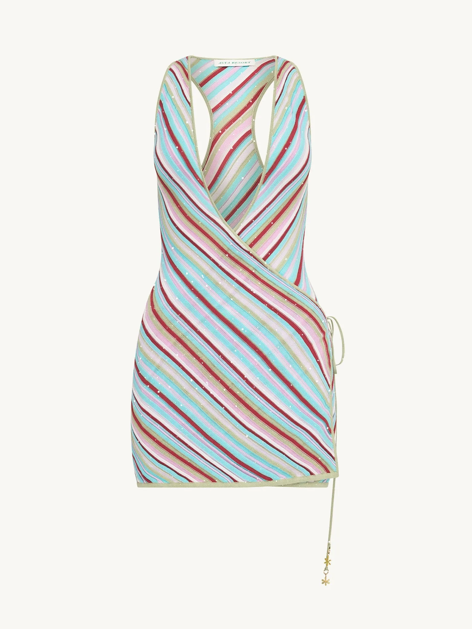 Lila Wrap Mini Dress - Multi Stripe sold by Asta Resort