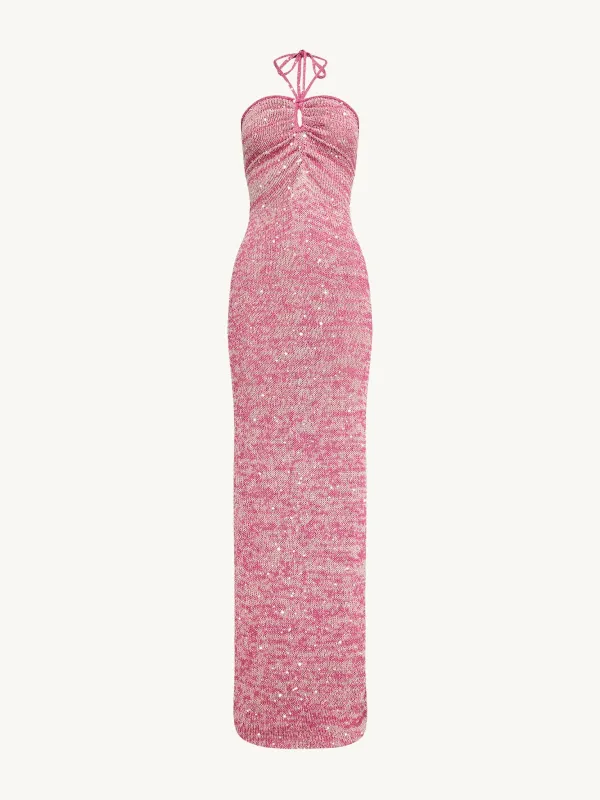 Olivia Halter Dress - Hydrangea Pink Sequin made by Asta Resort