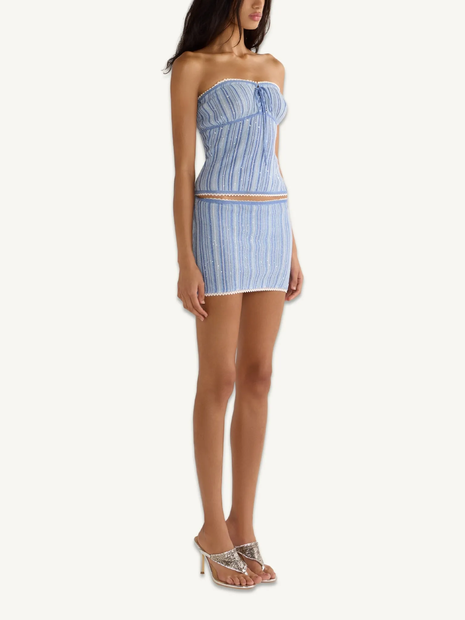 Cleo Mini Skirt - Sea Mist/Sailor Blue Stripe sold by Asta Resort product image thumbnail 3