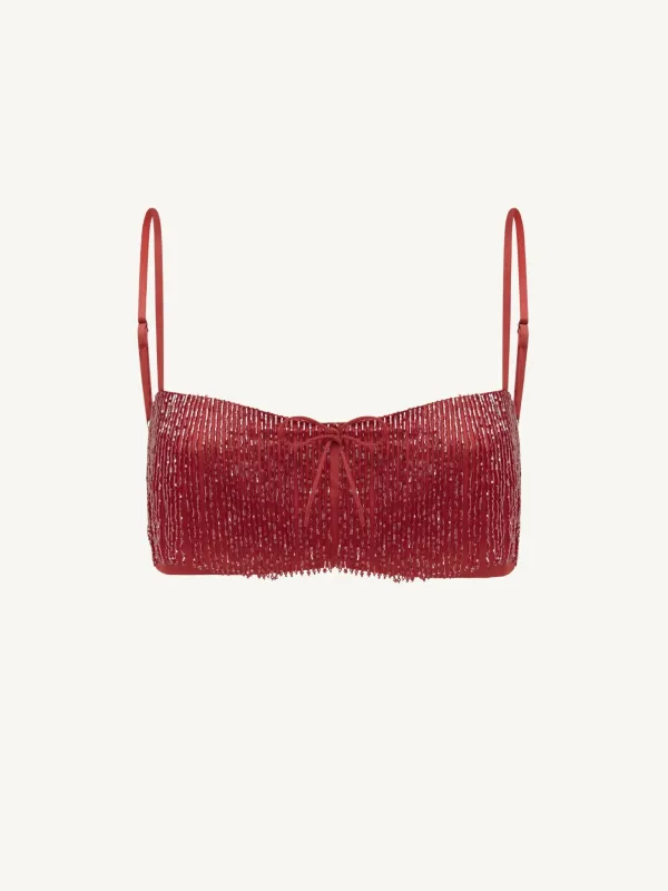 Yasmin Hand Beaded Fringe Bralette - Dusk made by Asta Resort