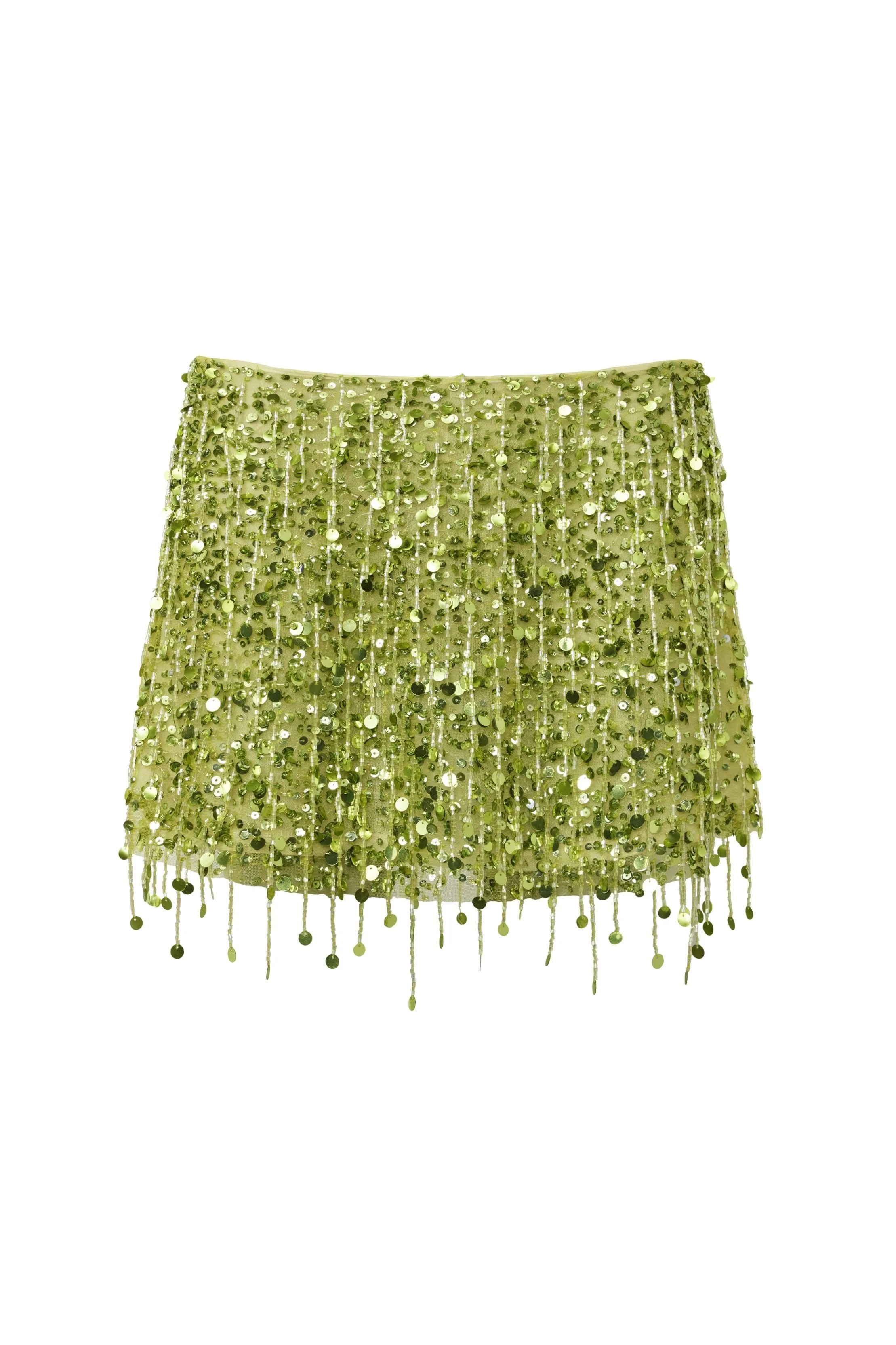 Yasmin Hand Beaded Mini Skirt - Chartreuse sold by Asta Resort