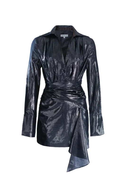 Viola Long Sleeve Mini Dress - Steel sold by Asta Resort