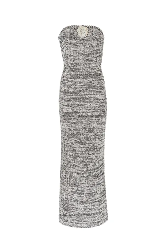 Chiara Strapless Dress - Black Melange made by Asta Resort