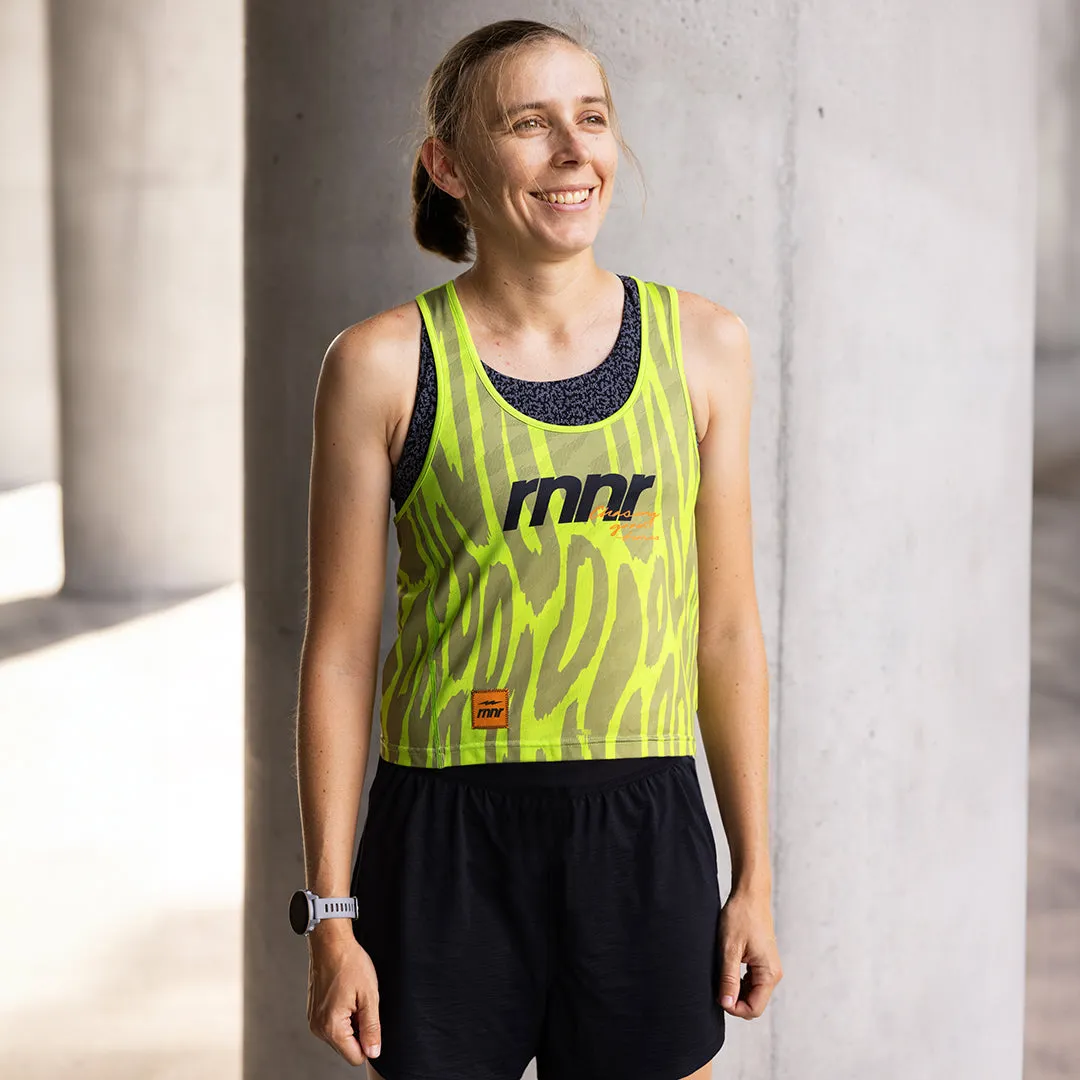 All Out Singlet Women's CROPPED-Drippy Cheetah Green sold by rnnr product image thumbnail 3