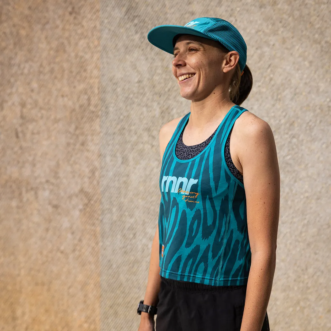 All Out Singlet Women's CROPPED-Drippy Cheetah Teal sold by rnnr product image thumbnail 3
