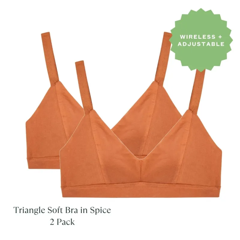 Organic Cotton Triangle Soft Bra in Spice 2-Pack sold by Knickey