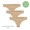 Organic Cotton Low-Rise Thong in Wheat 3-Pack sold by Knickey