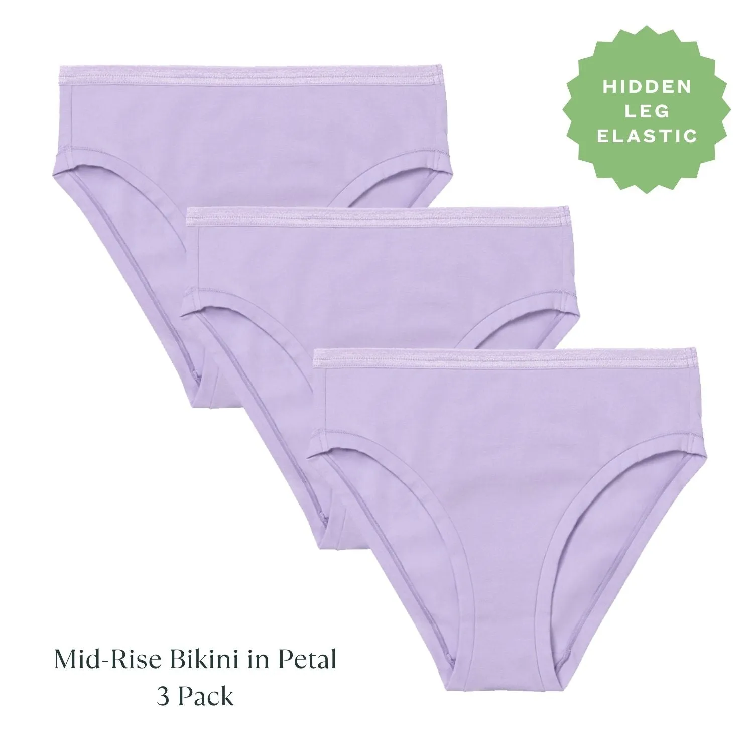 Organic Cotton Mid-Rise Bikini in Petal 3-Pack sold by Knickey