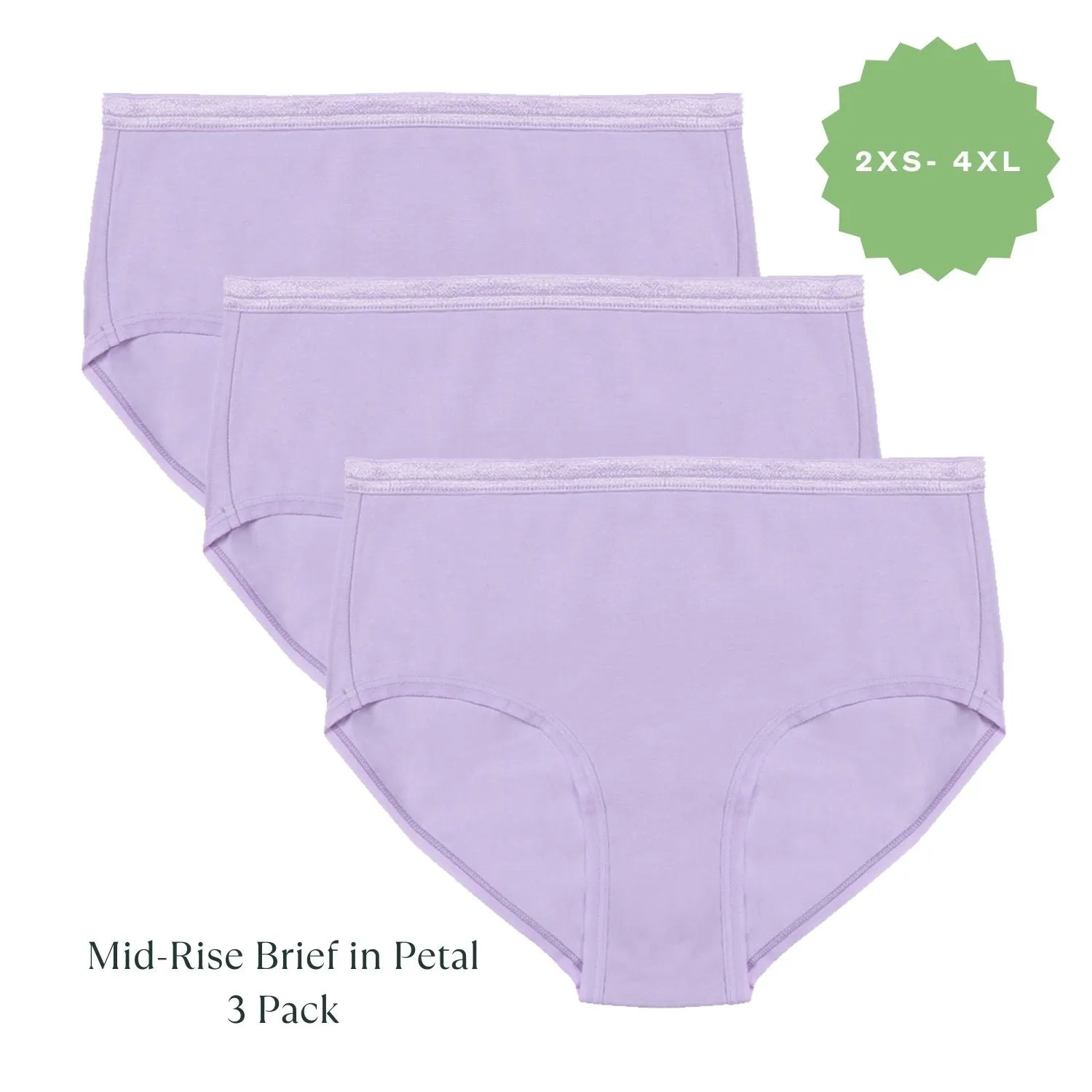 Organic Cotton Mid-Rise Brief in Petal 3-Pack sold by Knickey