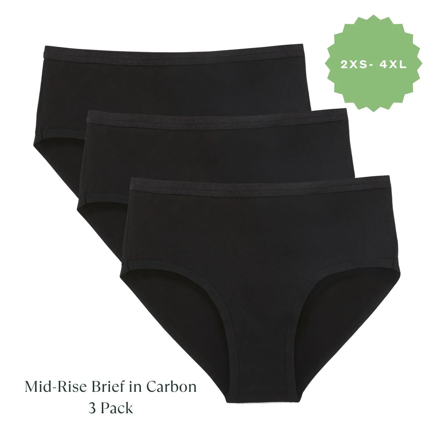 Organic Cotton Mid-Rise Brief in Carbon Multi-Pack sold by Knickey