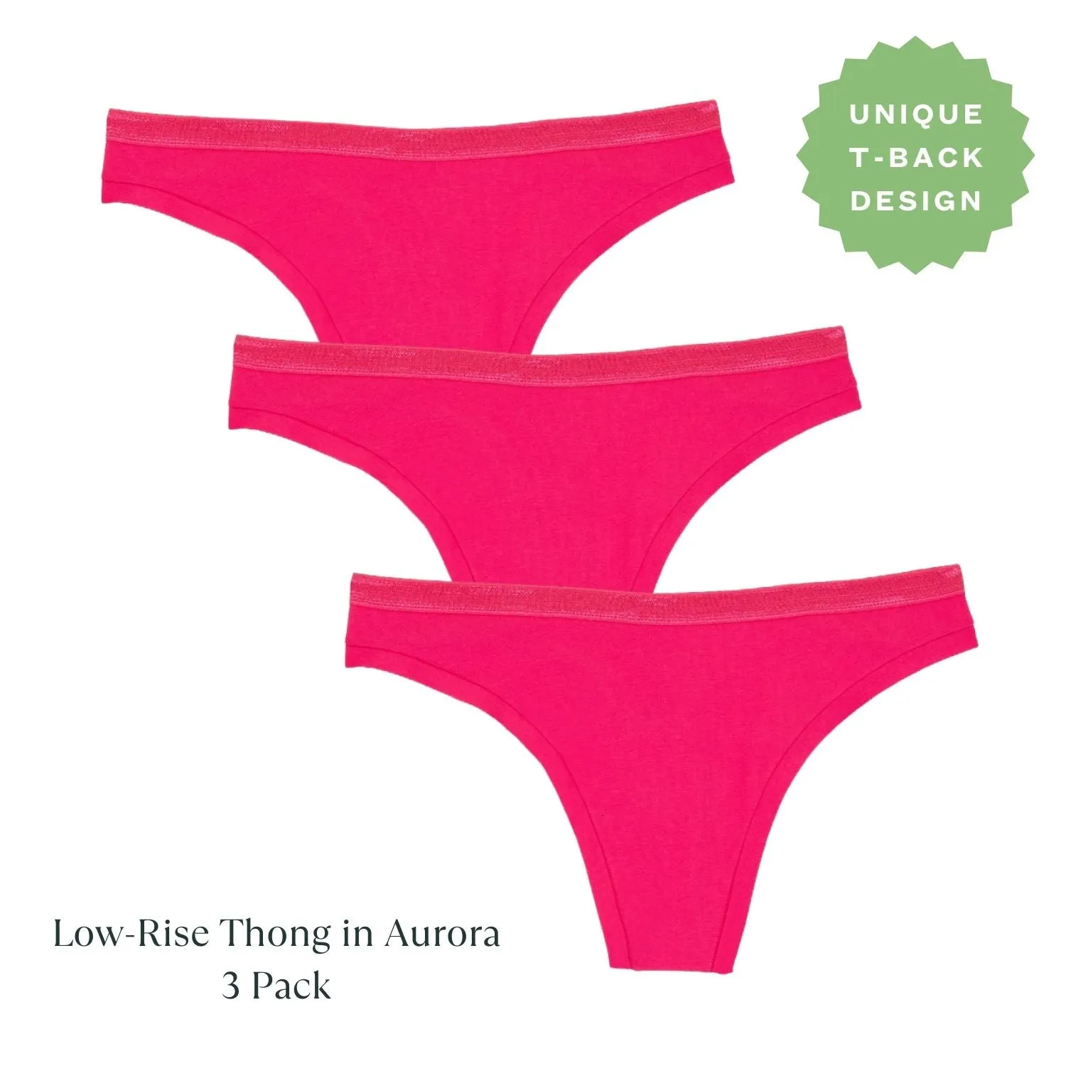 Organic Cotton Low-Rise Thong in Aurora 3-Pack sold by Knickey