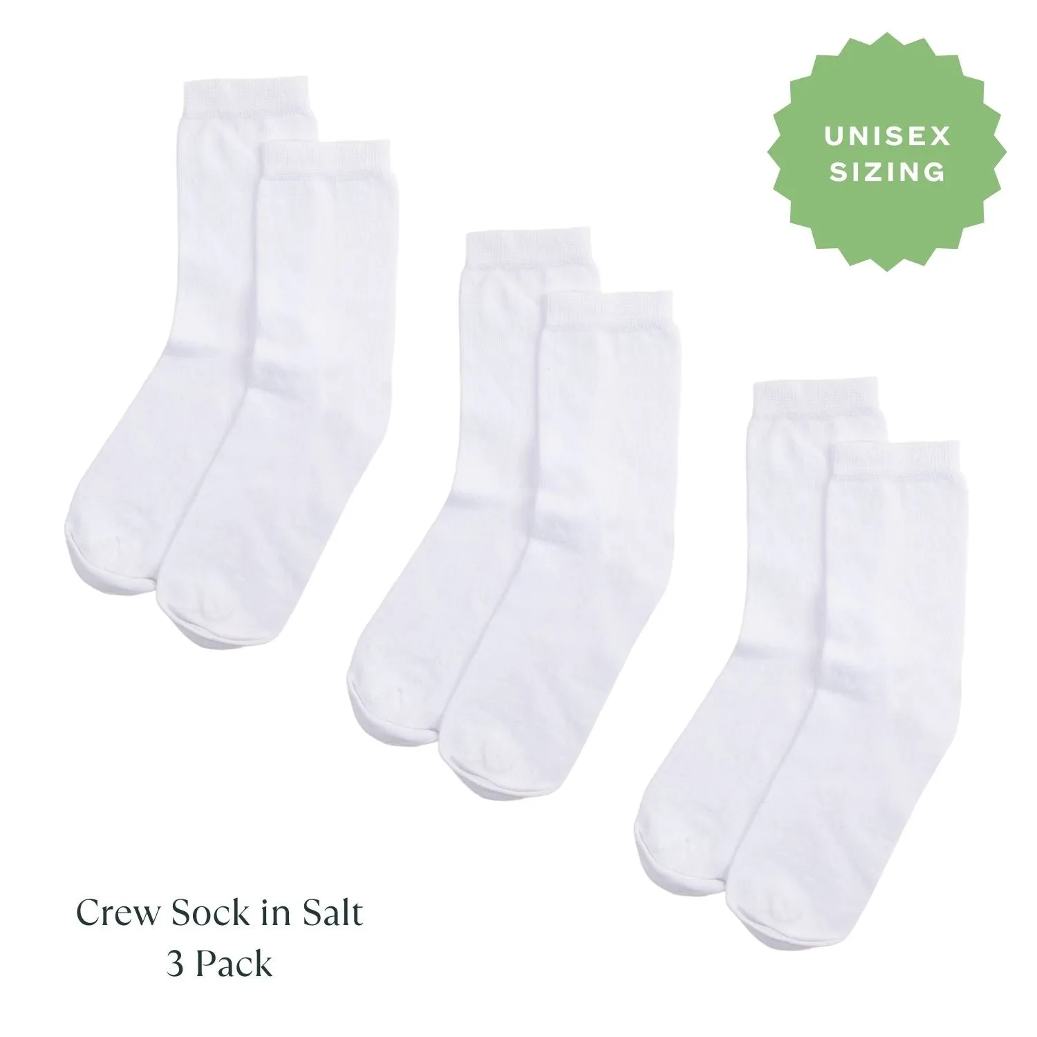 Organic Cotton Crew Sock in Salt 3-Pack sold by Knickey