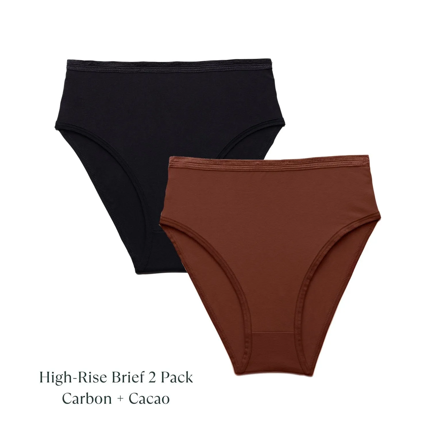 Organic Cotton High-Rise Brief in Carbon & Cacao 2-Pack sold by Knickey