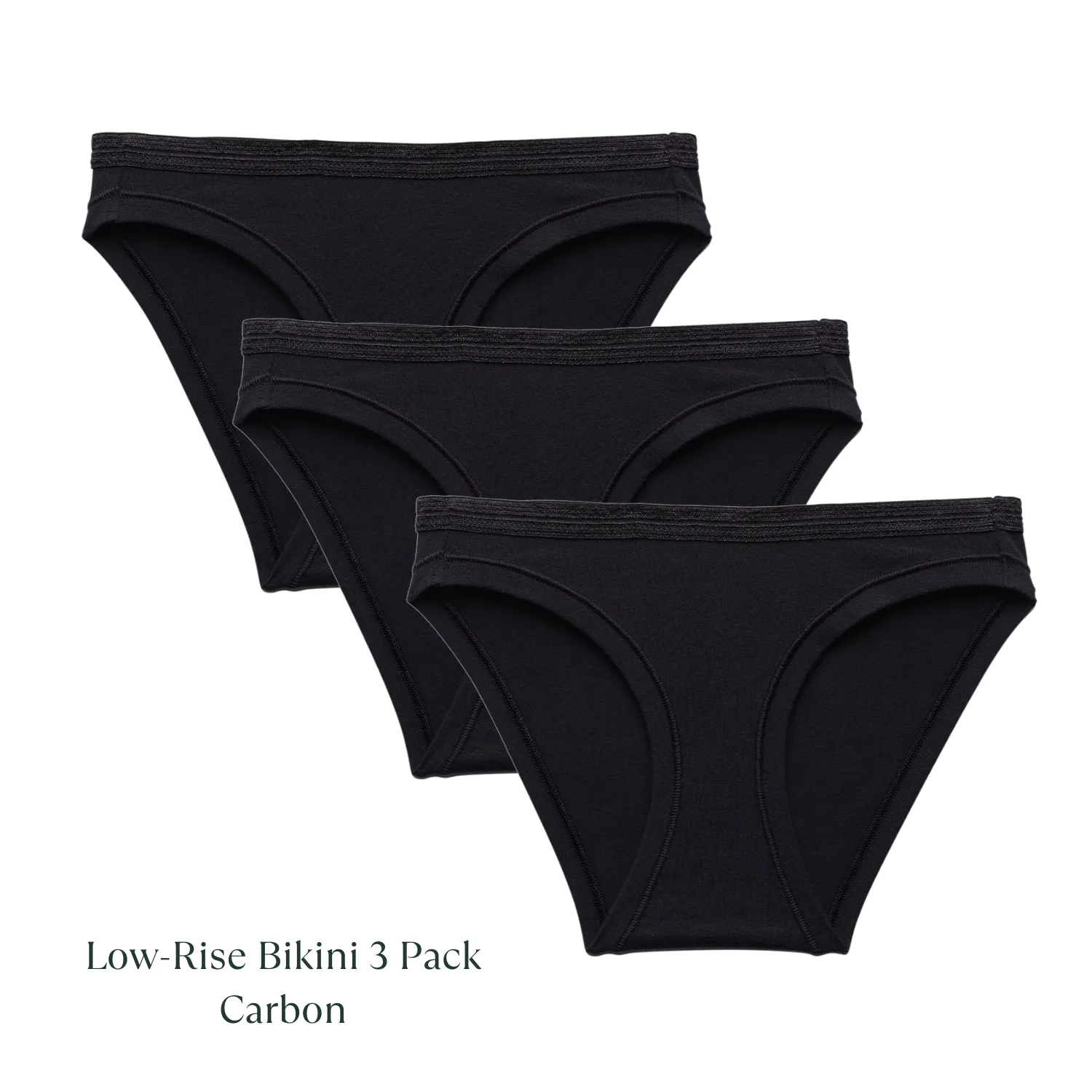 Organic Cotton Low-Rise Bikini in Carbon 3-Pack sold by Knickey