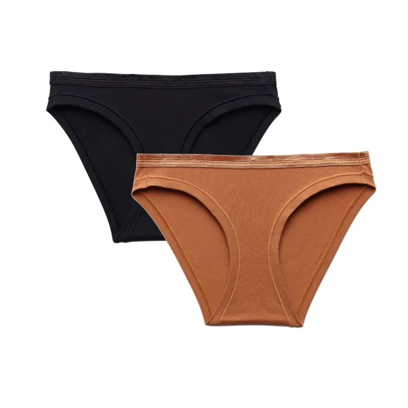 Organic Cotton Low-Rise Bikini in Carbon & Spice 2-Pack sold by Knickey
