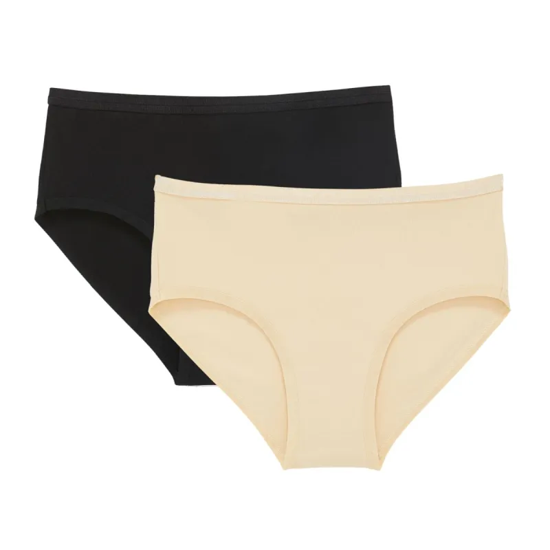 Organic Cotton Mid-Rise Brief in Carbon & Wheat 2-Pack sold by Knickey