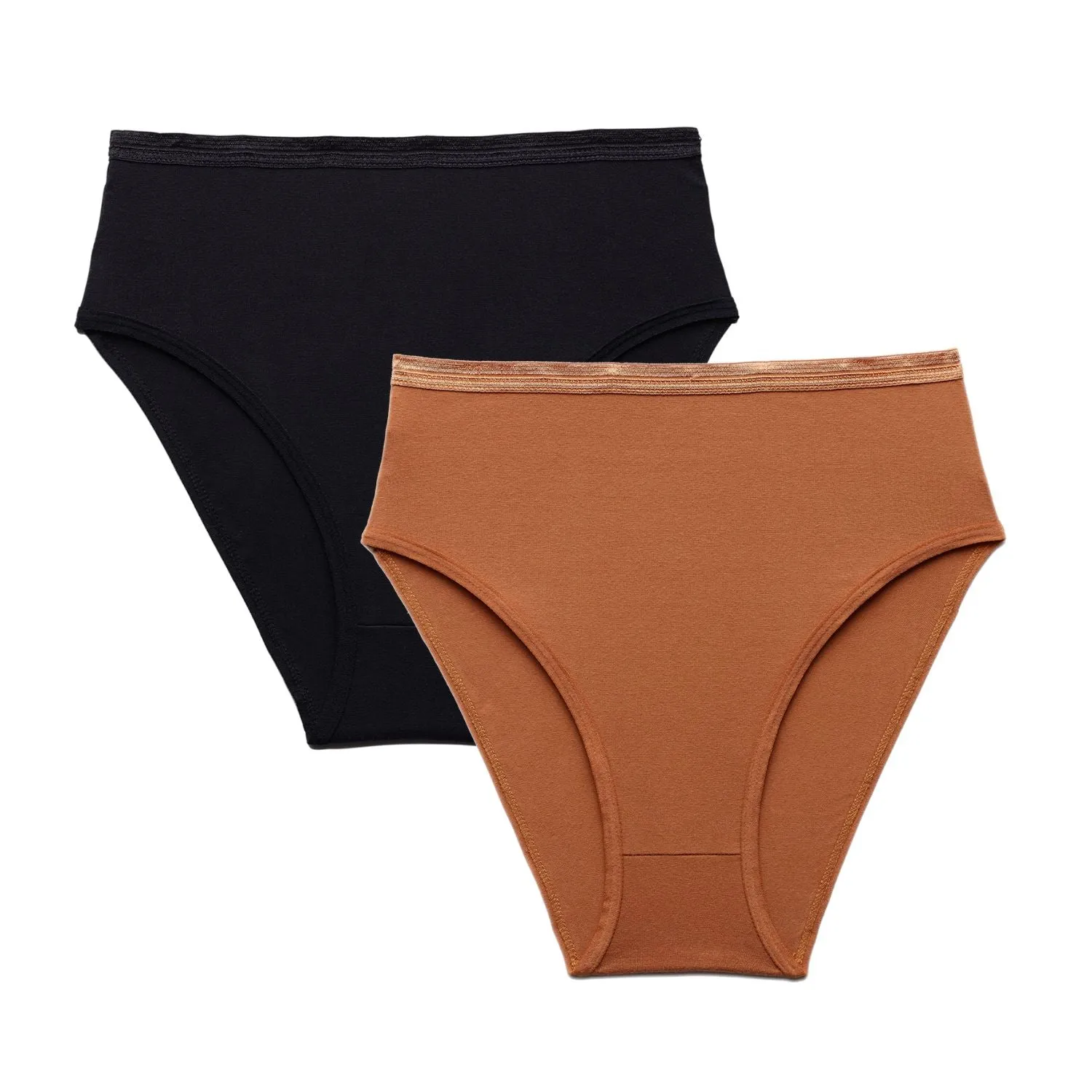 Organic Cotton High-Rise Brief in Carbon & Spice 2-Pack sold by Knickey