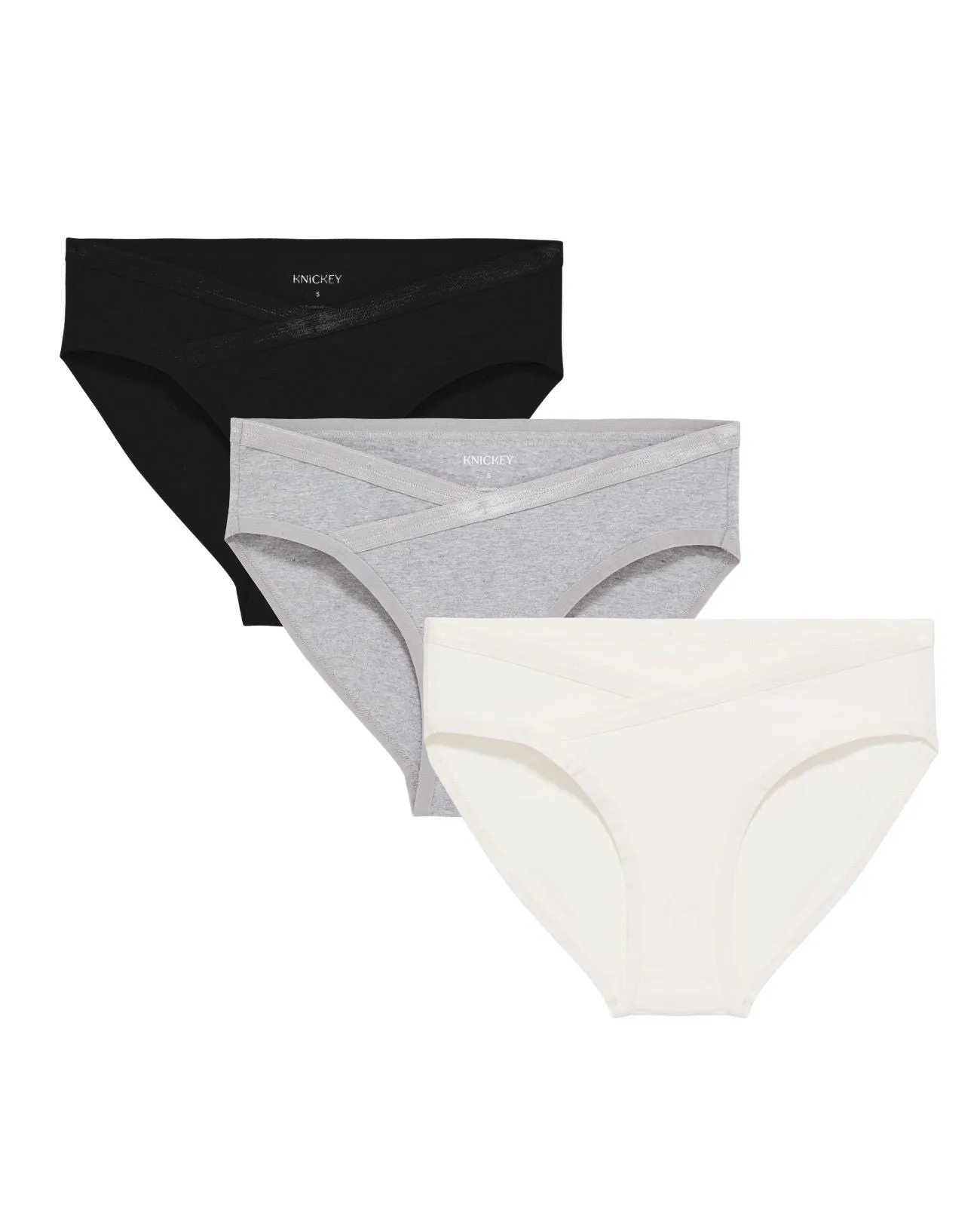 Amazon Maternity Below-Belly Brief in Carbon, Lunar & Cloud 3-Pack sold by Knickey