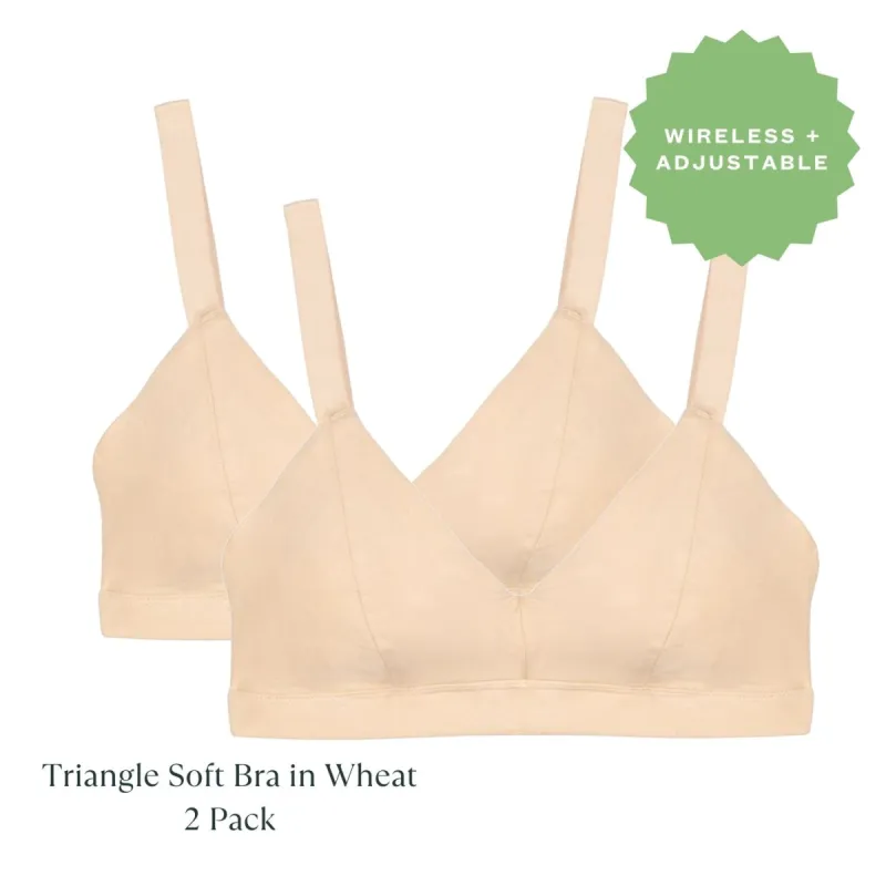 Organic Cotton Triangle Soft Bra in Wheat 2-Pack sold by Knickey