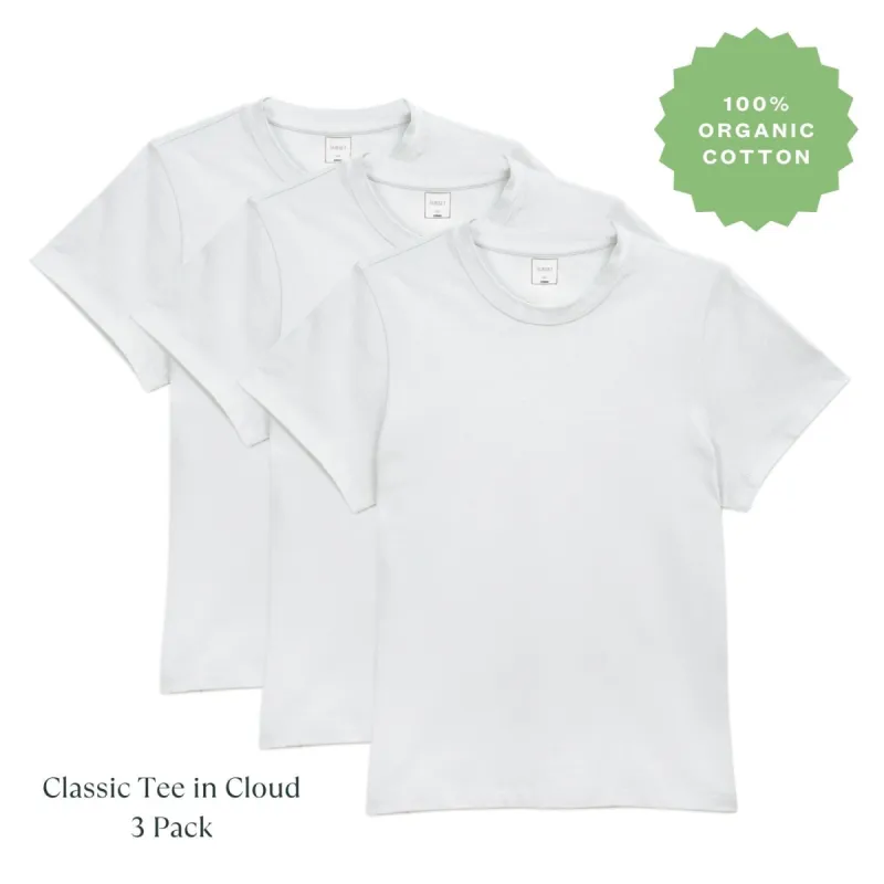 Organic Cotton Classic Tee in Cloud 3 Pack sold by Knickey