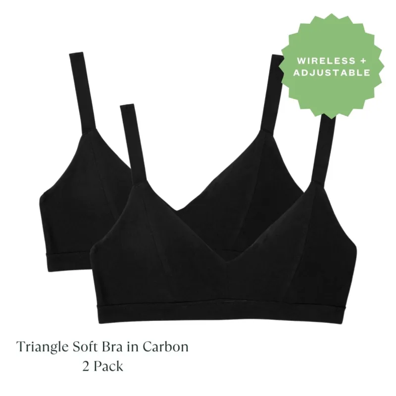 Organic Cotton Triangle Soft Bra in Carbon 2-Pack sold by Knickey
