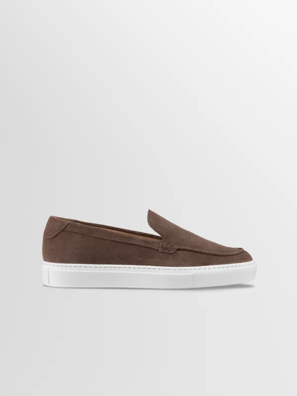 Lido Suede Loafer in Walnut sold by Koio