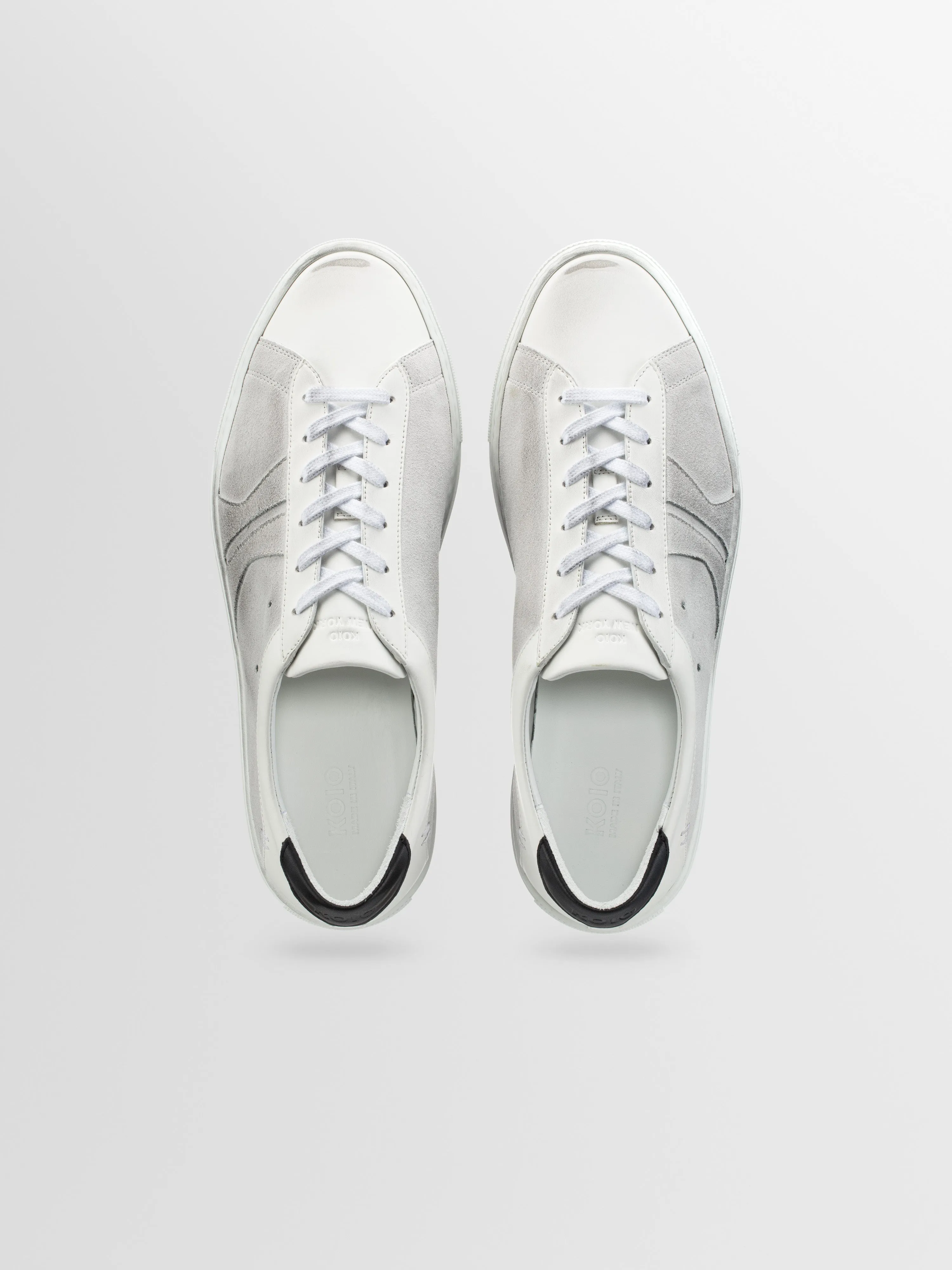 Capri Distressed Leather & Suede Sneaker in Atmosphere sold by Koio product image thumbnail 3