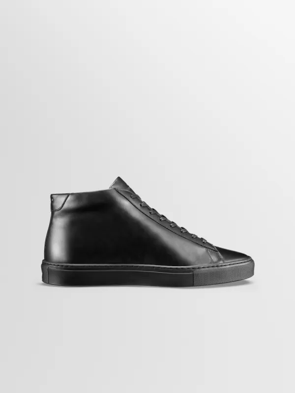 Capri Mid Leather Sneaker in Nero sold by Koio