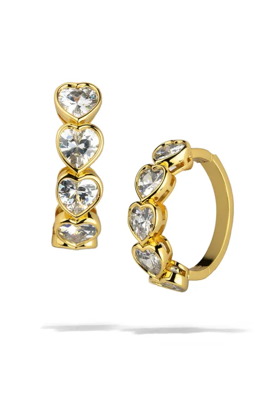 Gold Bezel Heart Hoops Earrings sold by Oomiay