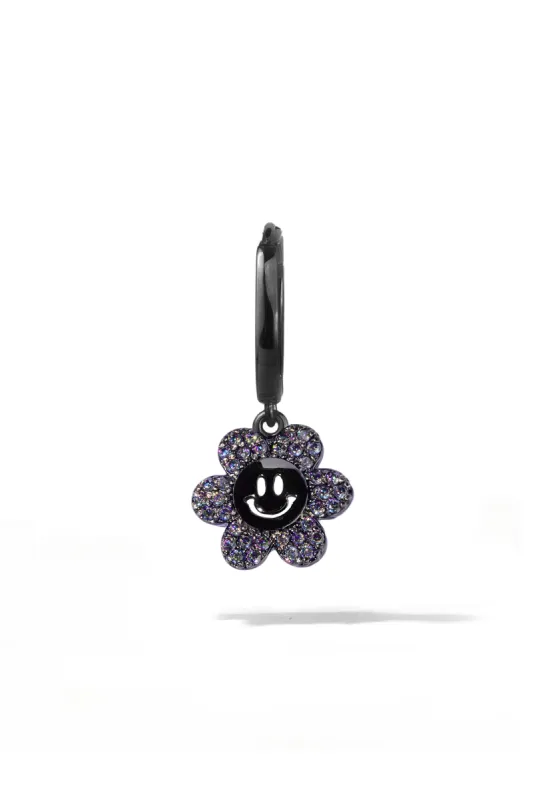 Black Happy Daisy Huggie Earring sold by Oomiay