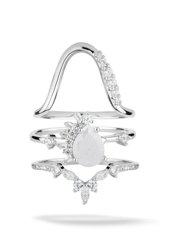 Icicle | Sterling Silver 3 Ring Stack sold by Oomiay