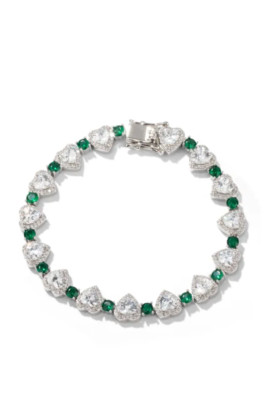 Heart Tennis Bracelet - Silver sold by Oomiay