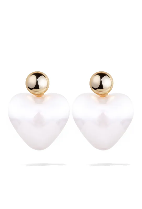 Large Pearl Heart Earrings sold by Oomiay