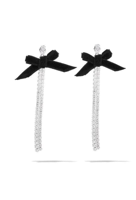 Velvet Bow Dangle Earrings sold by Oomiay