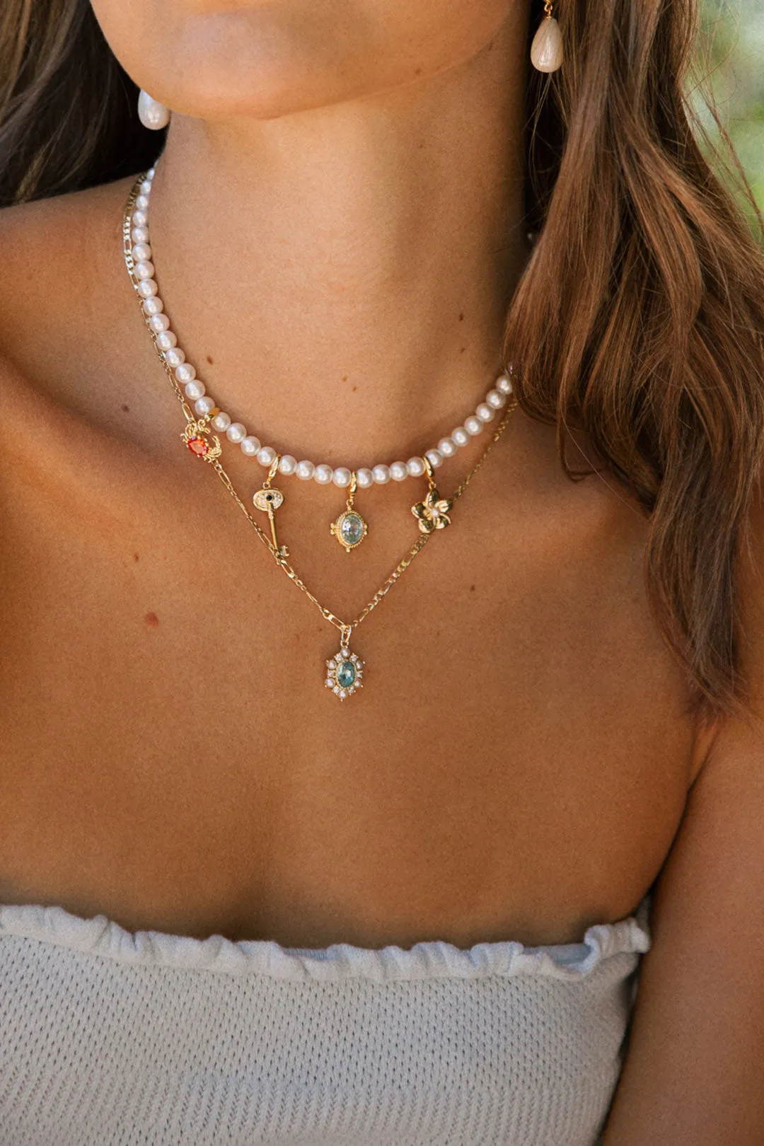 Siren Pearl Charm Necklace Set sold by Oomiay product image thumbnail 4