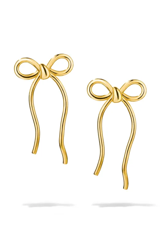 Gold Bow Earrings sold by Oomiay