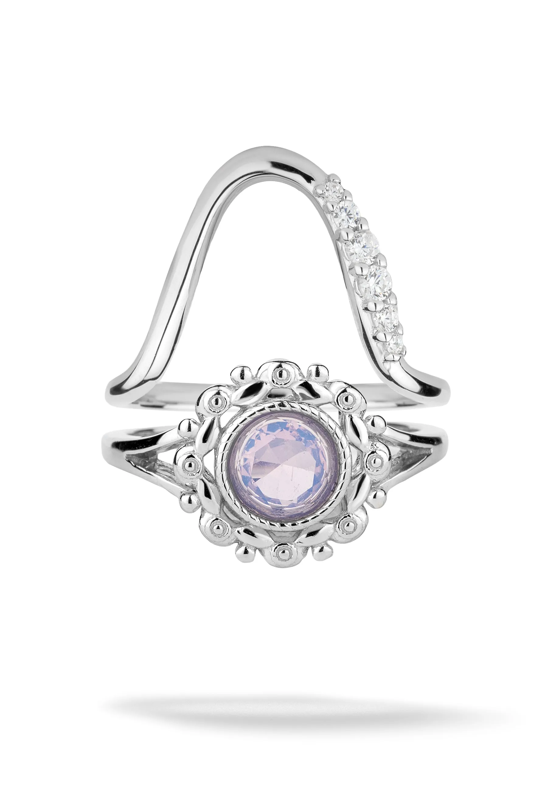 Pixie | Sterling Silver 2 Ring Stack sold by Oomiay