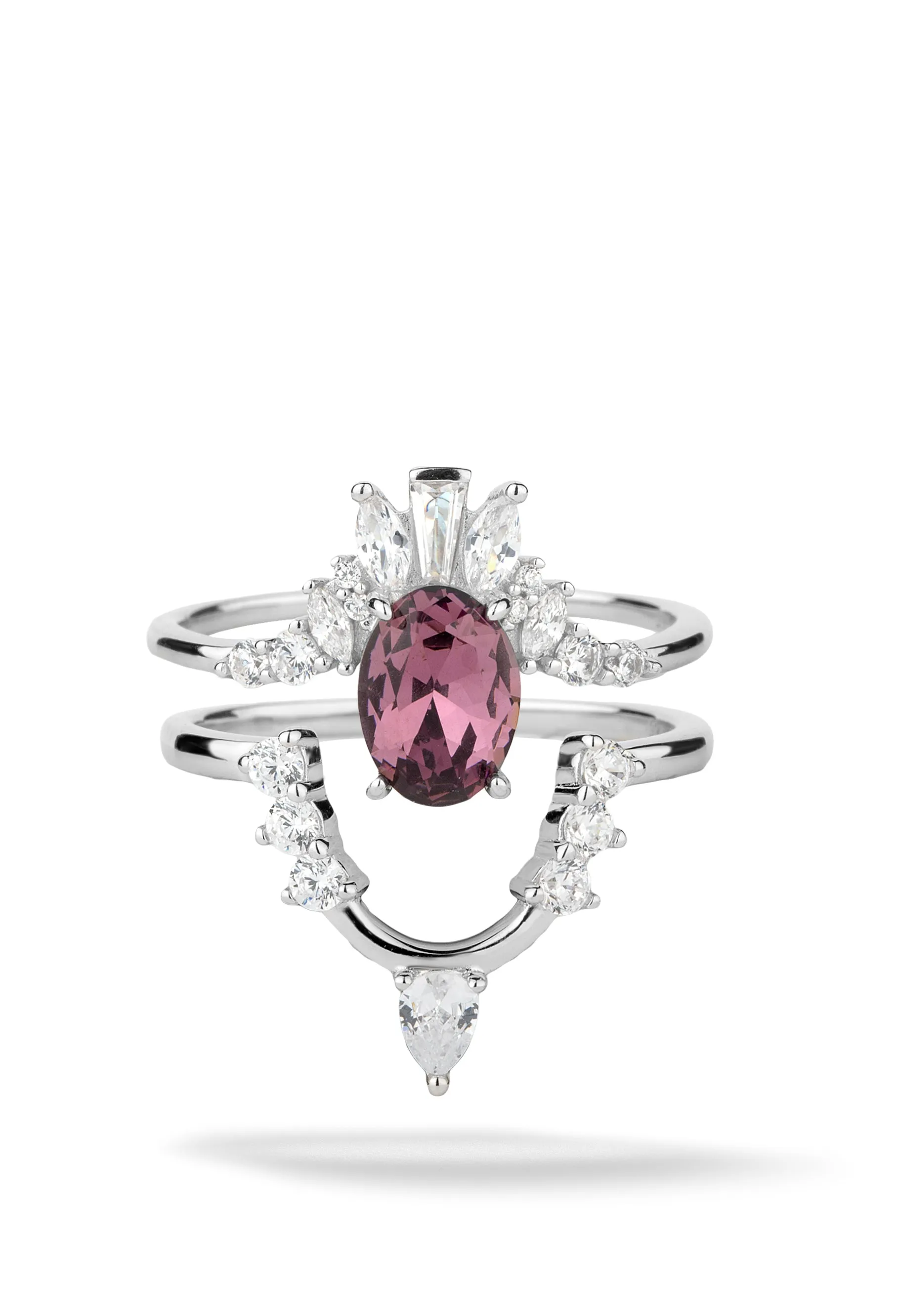 Sugar Plum | Sterling Silver 2 Ring Stack sold by Oomiay