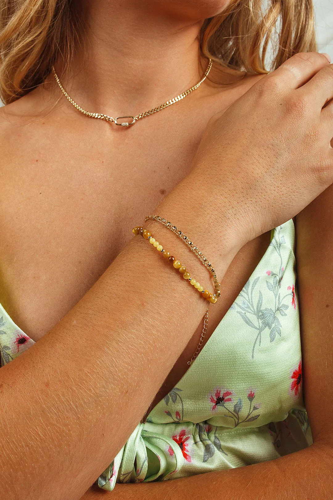 Tuscany | Tiger Eye + Lemon Jade Bracelet sold by Oomiay product image thumbnail 2