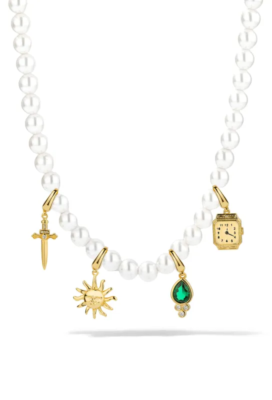 Capsule Pearl Charm Necklace Set sold by Oomiay