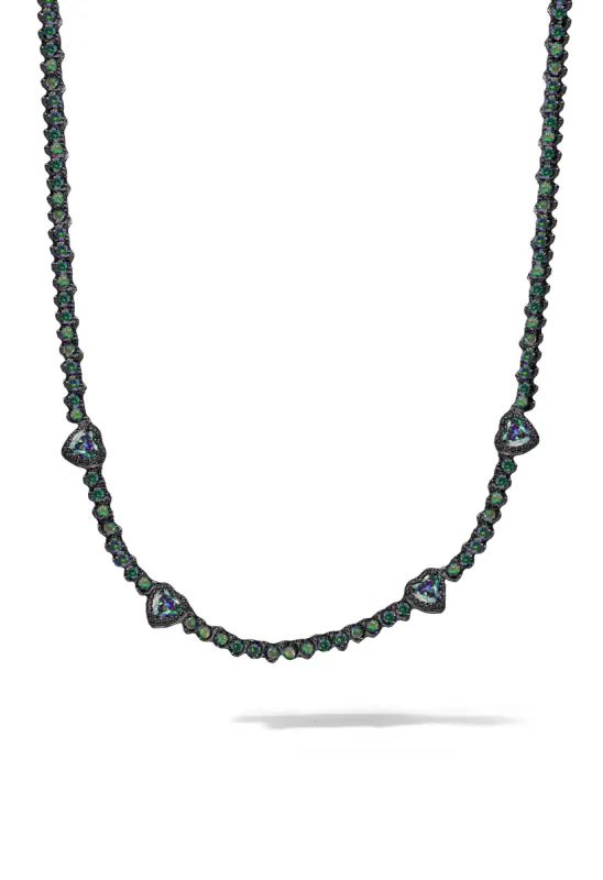 Mystic Topaz Heart Tennis Necklace sold by Oomiay