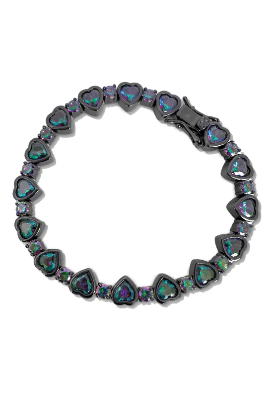Heart Tennis Bracelet - Black Gold sold by Oomiay