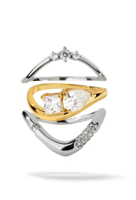 Tulip Dual Tone 3 Ring Stack made by Oomiay