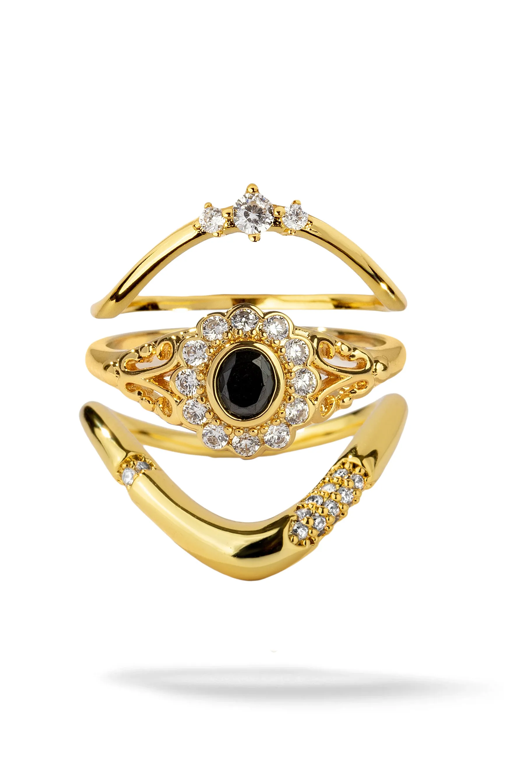 Tuxedo 3 Ring Stack sold by Oomiay