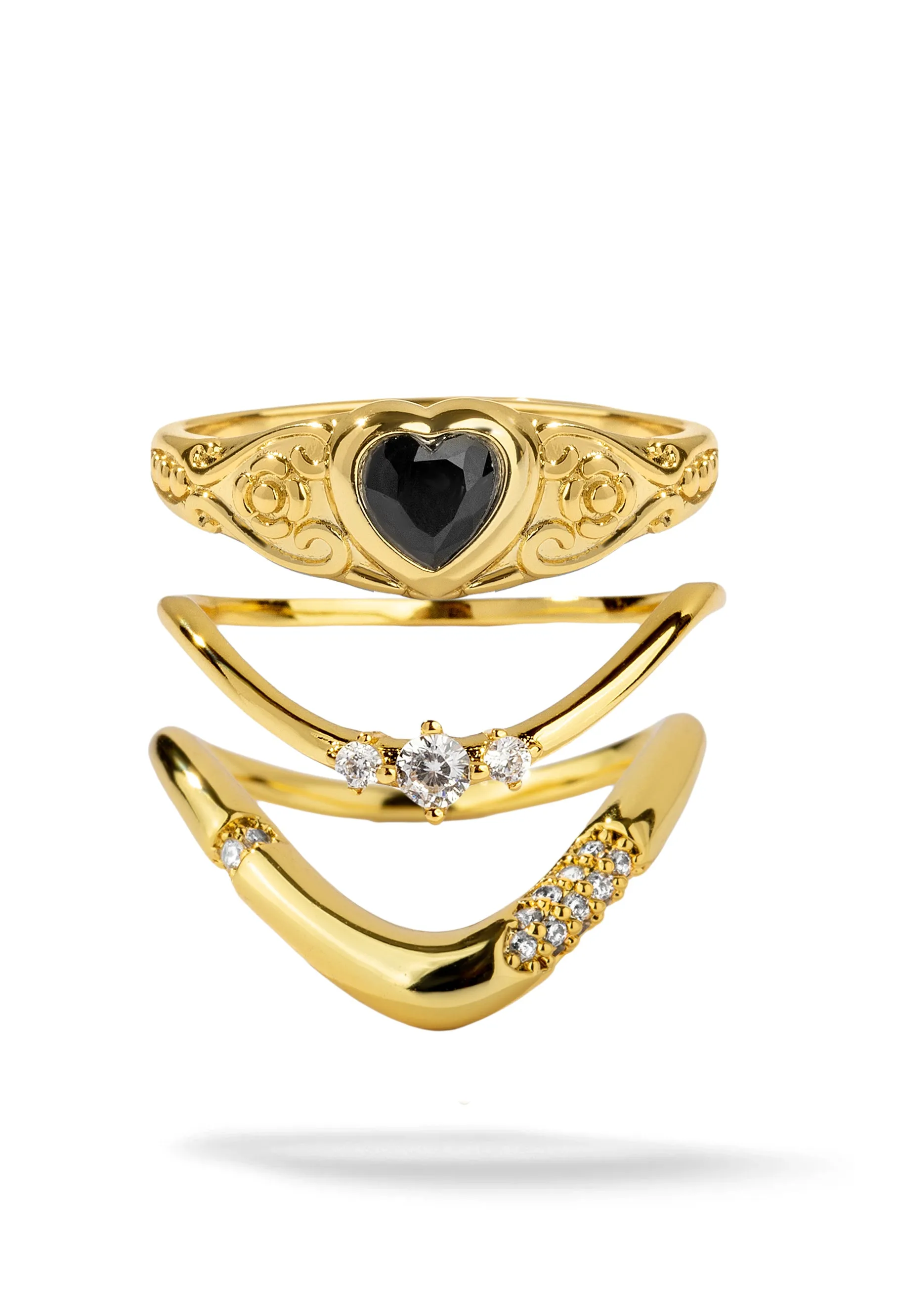 Spade 3 Ring Stack sold by Oomiay