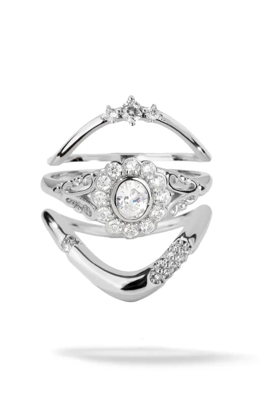 Capsule 3 Ring Stack | Sterling Silver sold by Oomiay