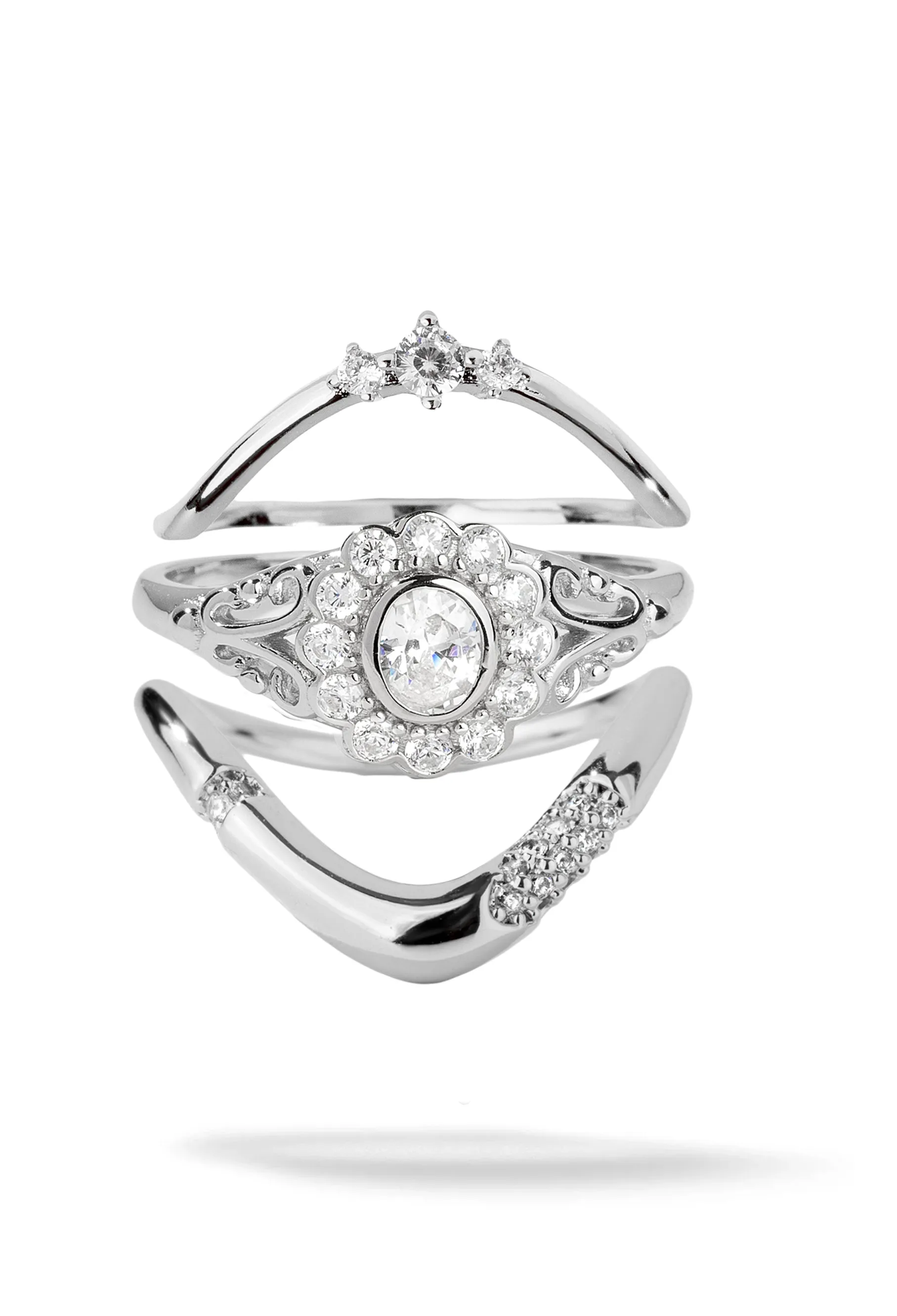 Capsule 3 Ring Stack | Sterling Silver sold by Oomiay