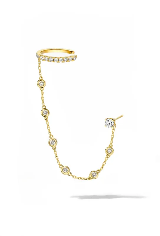 Gold Bezel Ear Cuff Earring sold by Oomiay