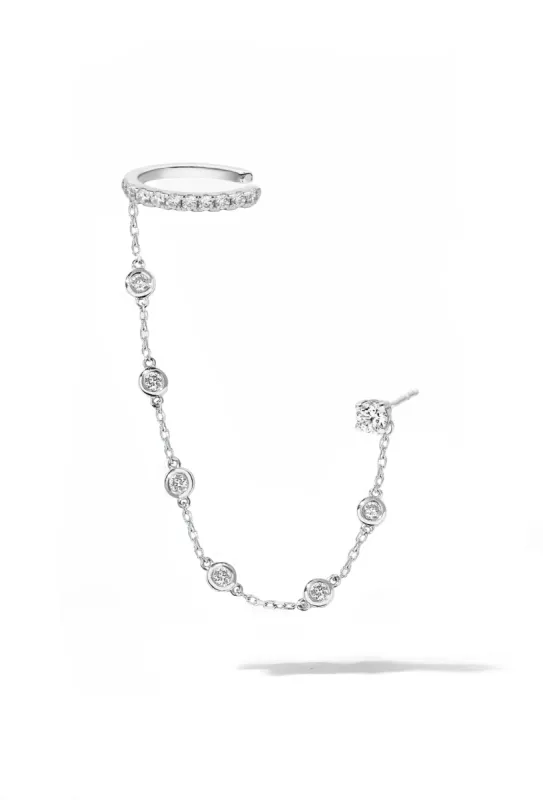 Silver Bezel Ear Cuff Earring sold by Oomiay